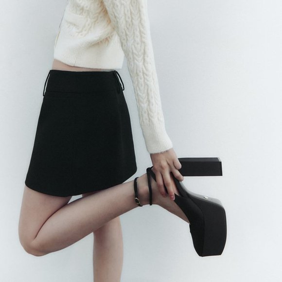 NWOB ZARA HIGH HEEL PLATFORM SLINGBACK SHOES  BLACK - REF. 1233/010 6.5, 9 - Picture 2 of 7